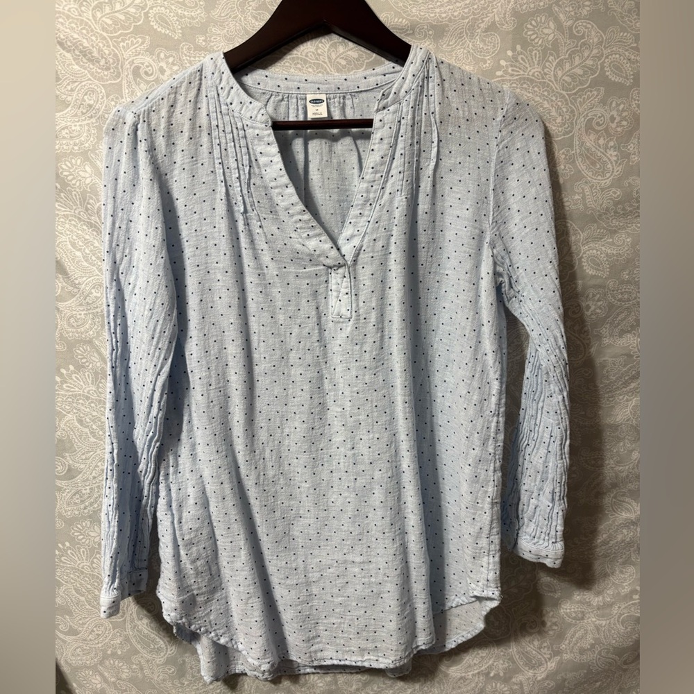 Blue polka dot blouse